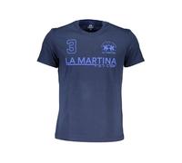 La Martina Camiseta de algodón azul para hombre, Azul, Large