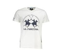 La Martina Elegante camiseta blanca con estampado icónico para hombre, talla M, Blanco, Medium