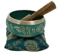 La meditación cuenco arte budista tibetano de la decoración verde 10 cm
