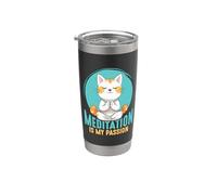 La meditación es mi pasión Amante de los gatos Relajación Meditación Vaso térmico de acero inoxidable de doble pared