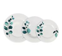 La Mediterránea Vajilla Completa 18 Piezas de Vidrio Templado - 6 Platos Llanos, Hondos y de Postre, Colección Detroit