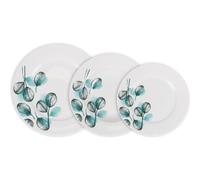 La Mediterránea Vajilla Completa 18 Piezas de Vidrio Templado, Incluye 6 Platos Llanos, 6 Platos Hondos y 6 Platos de Postre, Colección Imagine