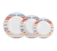 La Mediterránea Vajilla Completa 18 Piezas de Vidrio Templado, Incluye 6 Platos Llanos, 6 Platos Hondos y 6 Platos de Postre, Colección Palma