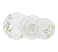 La Mediterránea Vajilla Completa 18 Piezas de Vidrio Templado, Incluye 6 Platos Llanos, 6 Platos Hondos y 6 Platos de Postre, Colección Reims