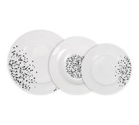 La Mediterránea Vajilla completa 18 Piezas de Vidrio Templado, Incluye 6 Platos Llanos, 6 Platos Hondos y 6 Platos de Postre, Colección Motes