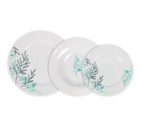 La Mediterránea Vajilla completa 18 Piezas de Vidrio Templado, Incluye 6 Platos Llanos, 6 Platos Hondos y 6 Platos de Postre, Colección Lora