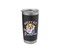 La mejor abuela corgi del mundo Pembroke Welsh Corgi Granddog Vaso térmico de acero inoxidable de doble pared