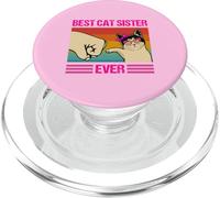 La Mejor Hermana Gata de Todos los Tiempos, Divertida Hermana Amante de los Gatos, Estilo Retro PopSockets PopGrip para MagSafe