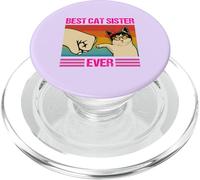 La Mejor Hermana Gata de Todos los Tiempos, Divertida Hermana Amante de los Gatos, Estilo Retro PopSockets PopGrip para MagSafe