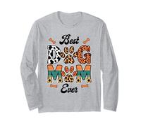 La mejor mamá de Dog Mom Ever, Cute Mama, Estampado Occidental con Patas de Leopardo Manga Larga