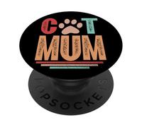 La mejor mamá de gato del mundo de la historia clásica retro Cat Mum PopSockets PopGrip Adhesivo