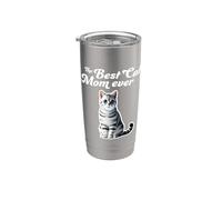 La mejor mamá de gatos de todos los tiempos: American Shorthair Cat Vaso térmico de acero inoxidable de doble pared