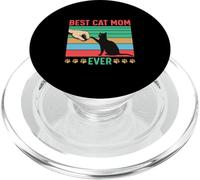 La Mejor mamá de Gatos de Todos los Tiempos, Puesta de Sol Retro Vintage, Amante de los Gatos, Navidad PopSockets PopGrip para MagSafe
