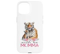 La mejor mamá del mundo 2025 Pretty Floral Tiger & Cub Carcasa para iPhone 15