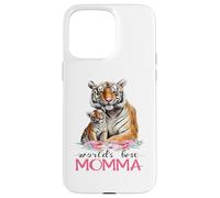 La mejor mamá del mundo 2025 Pretty Floral Tiger & Cub Carcasa para iPhone 15 Pro Max
