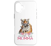 La mejor mamá del mundo 2025 Pretty Floral Tiger & Cub Carcasa para iPhone 16 Plus