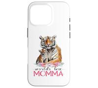 La mejor mamá del mundo 2025 Pretty Floral Tiger & Cub Carcasa para iPhone 16 Pro