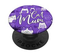La Mejor mamá Felina de la Historia, Linda, Morada, Kawaii, la mamá más Guay del Mundo PopSockets PopGrip Adhesivo