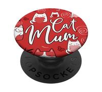 La Mejor mamá Felina de la Historia, Linda, roja, Kawaii, la mamá más Guay del Mundo PopSockets PopGrip Adhesivo
