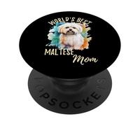 La Mejor mamá maltesa del Mundo Adorable Precious Maltese Dog Mama PopSockets PopGrip Adhesivo