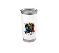 La mejor terapia es un perro Golden Retriever: mamá, papá, Goldie Vaso térmico de acero inoxidable de doble pared