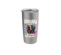La mejor terapia es un perro Golden Retriever: mamá, papá, Goldie Vaso térmico de acero inoxidable de doble pared