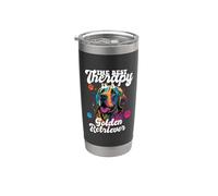 La mejor terapia es un perro Golden Retriever: mamá, papá, Goldie Vaso térmico de acero inoxidable de doble pared
