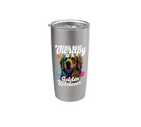 La mejor terapia es un perro Golden Retriever: mamá, papá, Goldie Vaso térmico de acero inoxidable de doble pared