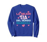 La Mejor Tia del Mundo Mundial Sudadera, Unisex para Adultos, Azul Real, S