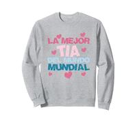 La Mejor Tia del Mundo Mundial Sudadera, Unisex para Adultos, Gris Jaspeado, XXL