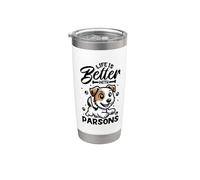 La mejor vida con Parson Russell Terrier Vaso térmico de acero inoxidable de doble pared