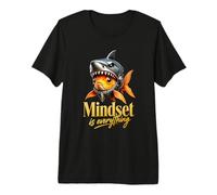 La mentalidad es Todo Goldfish Shark Divertido audaz Motivacional Camiseta Premium