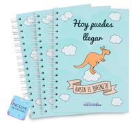 LA MENTE ES MARAVILLOSA - Cuadernos A5 con Espiral, Tapa Dura y Frase Motivacional |Hoy Puedes Llegar hasta el Infinito| Pack de 3 Libretas con 100 Hojas de 90 g y Pegatinas (Diseño Canguro)