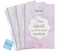 LA MENTE ES MARAVILLOSA - Cuadernos A5 con Espiral, Tapa Dura y Frase Motivacional |Piensa Diferente y Crearás Nuevos Universos| Pack 3 Libretas, 100 Hojas de 90g, Pegatinas (Diseño Piensa Diferente)