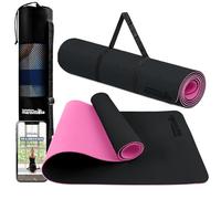LA MENTE ES MARAVILLOSA - Esterilla de Yoga, Pilates y Fitness【E-Book, Bolsa y Correa de Hombro】Colchoneta Antideslizante TPE para Deportes, Gimnasio en Casa | 183x61 cm (Gris/Rosa sin Diseño)