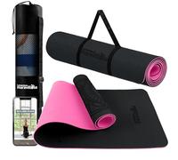 LA MENTE ES MARAVILLOSA - Esterilla de Yoga, Pilates y Fitness【E-Book, Bolsa y Correa de Hombro】Colchoneta Antideslizante TPE para Deportes, Gimnasio en Casa | 183x61 cm (Mandala, Negro/Rosa)