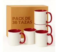LA MENTE ES MARAVILLOSA - Tazas de Cerámica para Sublimación【Pack de 36】 11 oz/330 ml - Regalo Original | 8x10 cm | Ideales para Café, Té e Infusiones, Aptas para Microondas (Blanco/Rojo)