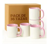 LA MENTE ES MARAVILLOSA - Tazas de Cerámica para Sublimación【Pack de 36】 11 oz/330 ml - Regalo Original | 8x10 cm | Ideales para Café, Té e Infusiones, Aptas para Microondas (Blanco/Rosa Claro)