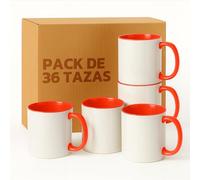 LA MENTE ES MARAVILLOSA - Tazas de Cerámica para Sublimación【Pack de 36】 11 oz/330 ml - Regalo Original | 8x10 cm | Ideales para Café, Té e Infusiones, Aptas para Microondas (Blanco/Naranja)
