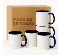 LA MENTE ES MARAVILLOSA - Tazas de Cerámica para Sublimación【Pack de 36】 11 oz/330 ml - Regalo Original | 8x10 cm | Ideales para Café, Té e Infusiones, Aptas para Microondas (Blanco/Azul Oscuro)