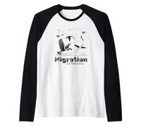 La migración es natural Aves Ganso Vida Silvestre Naturaleza Camiseta Manga Raglan