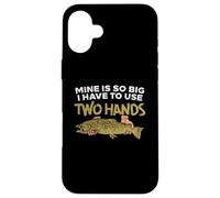 La mina de pesca de truchas es tan grande que tengo que usar dos manos Carcasa para iPhone 16 Plus