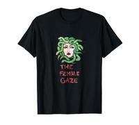 La Mirada Femenina Gorgona Medusa Ilustración Serpientes Verdes Camiseta gráfica económica