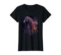 La mística Cebra Colorida una Leyenda de la Naturaleza. Camiseta gráfica económica, Mujer, Negro, M