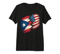 La Mitad de Las raíces de Bandera de Puerto Rico Camiseta Premium