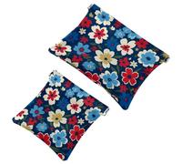 La moda se une a la función: Art Flower-719 - Bolsa de maquillaje impermeable - Bolsa portátil, multicolor, A:7.1x5.8in/18x14.8cm,B:4.7x4.5in/12x11.5cm
