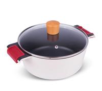 LA MOUSTACHE Cacerola de Aluminio Fundido con Revestimiento de Titanio Tapa de Cristal y Asas de Silicona (Kleiman)
