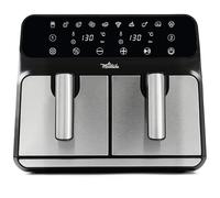 La Moustache - Freidora de Aire sin Aceite 8L【Doble Cesta】Air Fryer 6-1, 1700W, E-Book +50 Recetas, Dietética, Panel Táctil, 10 Modos °C Regulables, Temporizador, Apta para Lavavajillas (DuoFry Gray)