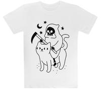 La Muerte Cabalga Un Gato Negro Camiseta Blanca para Niños Camiseta De Manga Corta para Niños Kids White tee Children Short Sleeve T-Shirt