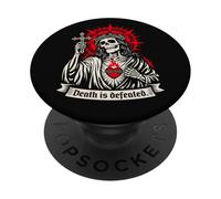 La Muerte es derrotada Oscuro Cristiano Gótico Esqueleto Fe G PopSockets PopGrip Adhesivo